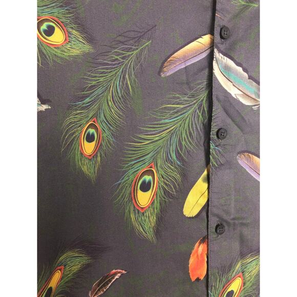 GUESS Peacock Shirt Men's Large Button-Up Short Sleeve NEW - Picture 4 of 7